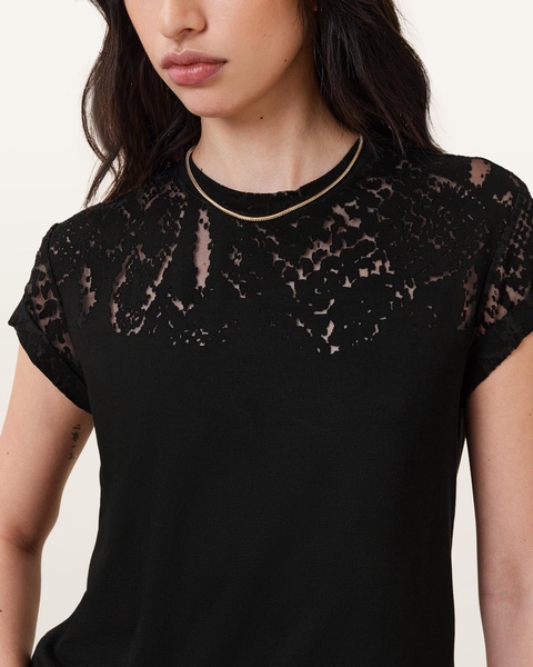 Anna Snake Print Devore T-Shirt