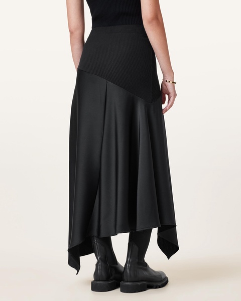Pia Satin Asymmetric Maxi Skirt