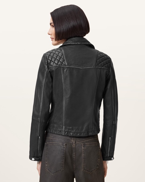 Cargo Distressed Leather Biker Jacket