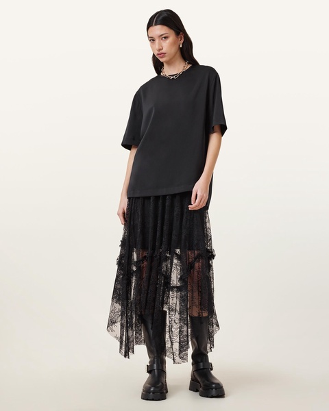 Jose Tiered Lace Midi Skirt