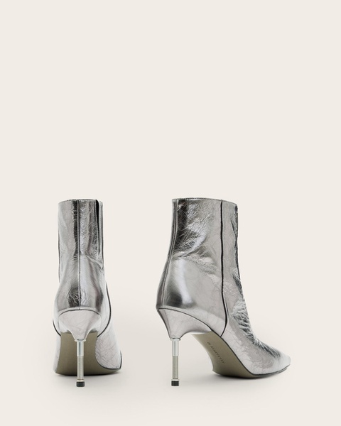 Natasha Pointed Metallic Leather Boots