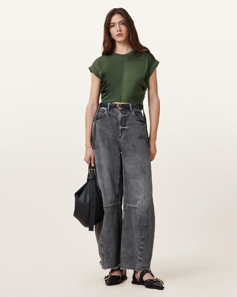 Mira Cropped Satin Drawcord T-Shirt