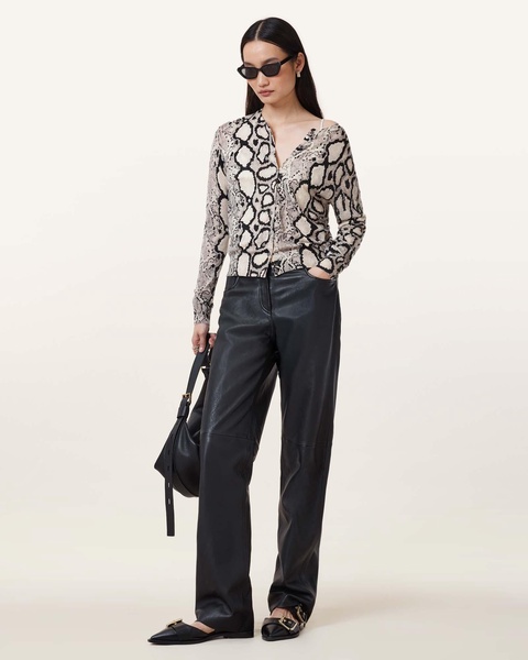 Anouk Snake Print Merino Wool Cardigan