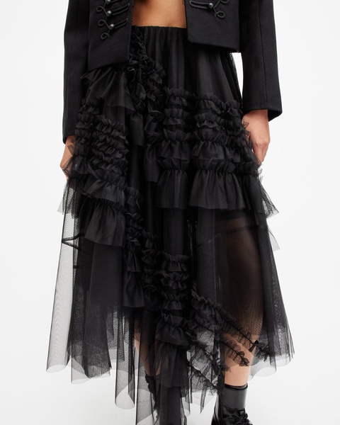 Jen Tulle Asymmetric Maxi Skirt
