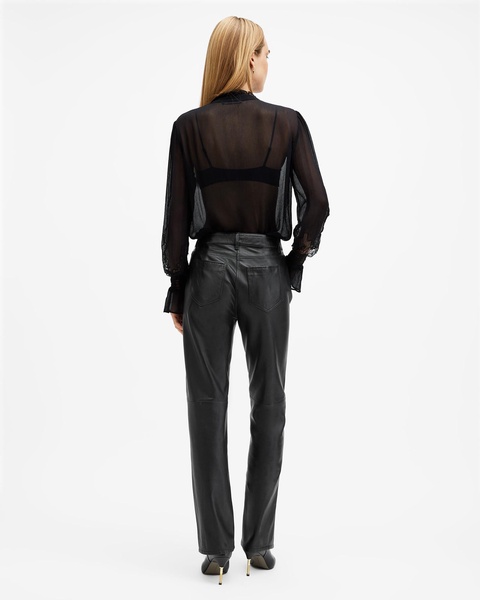 Saige Straight Fit Leather Pants