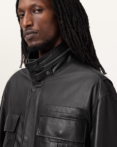 Halton Funnel Collar Leather Jacket