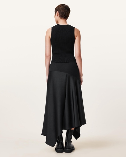 Pia Satin Asymmetric Maxi Skirt