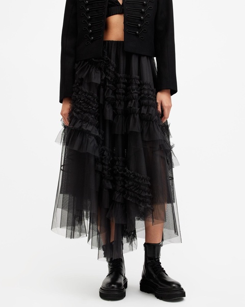 Jen Tulle Asymmetric Maxi Skirt