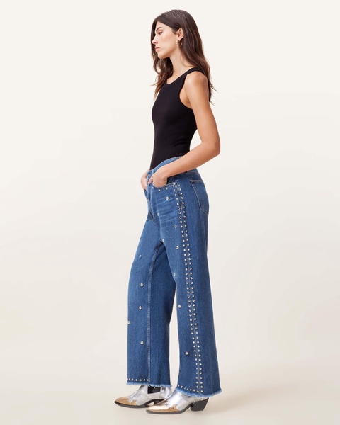 Blake Studded Wide Leg Denim Jeans