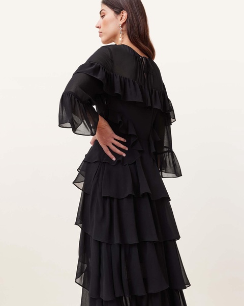 Nat Ruffled High Low Maxi Dress