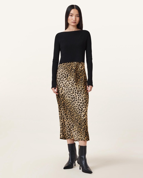 Hera Leopard Print 2-In-1 Midi Dress