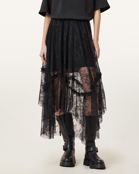 Jose Tiered Lace Midi Skirt