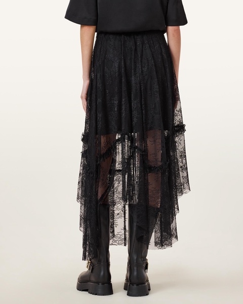 Jose Tiered Lace Midi Skirt
