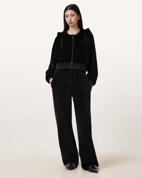 Vinny Relaxed Fit Zip Up Velvet Hoodie