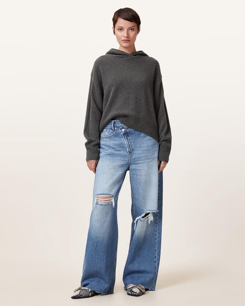 Aki Crossover Wide Leg Denim Jeans