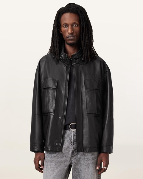 Halton Funnel Collar Leather Jacket