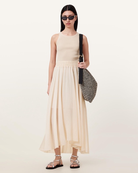 Zenia Sleeveless Asymmetric Midi Dress