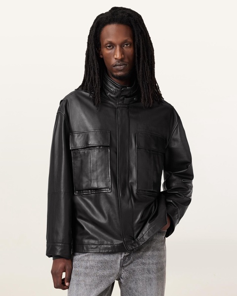Halton Funnel Collar Leather Jacket