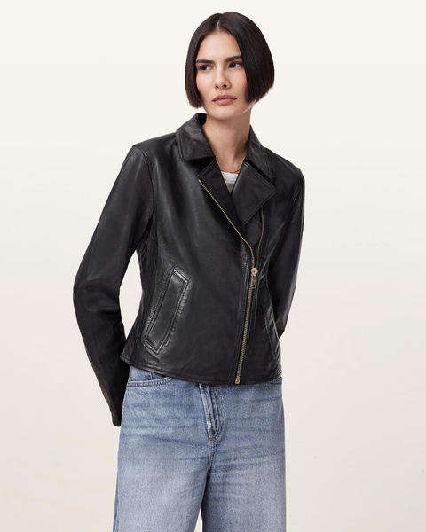 Vela Slim Fit Leather Biker Jacket