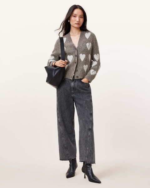Amora Love Heart Jacquard Brushed Cardigan