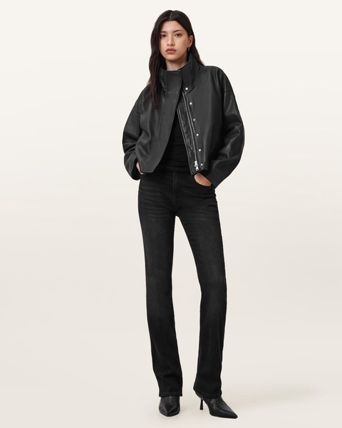 Ryder Funnel Neck Leather Jacket