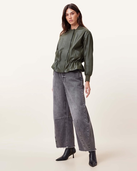 Sofi Drawstring Leather Bomber Jacket