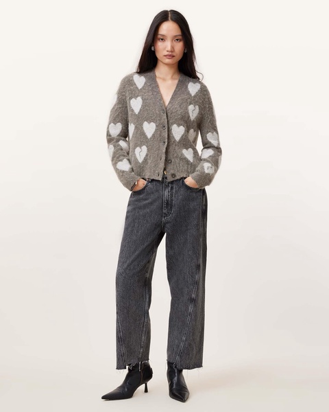 Amora Love Heart Jacquard Brushed Cardigan