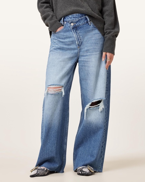Aki Crossover Wide Leg Denim Jeans