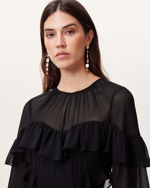 Nat Ruffled High Low Maxi Dress