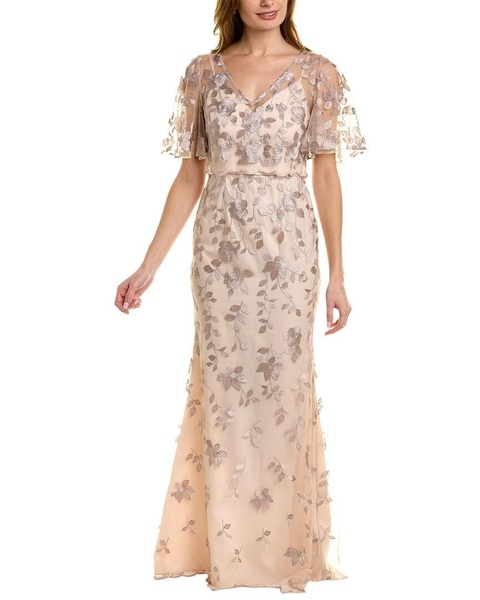 Adrianna Papell Women's Floral Embroidery Mermaid Gown