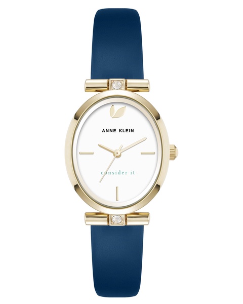 Women's Quartz Blue Leather and Gold-Tone Metal Alloy Watch, 26mm