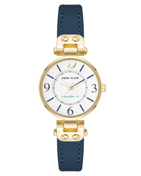 Women's Quartz Blue Leather and Gold-Tone Metal Alloy Strap Watch, 26mm
