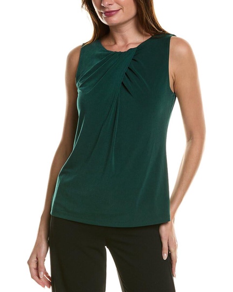 Anne Klein Women's Solid Moss Crepe Ext Shldr Pleated Nk to