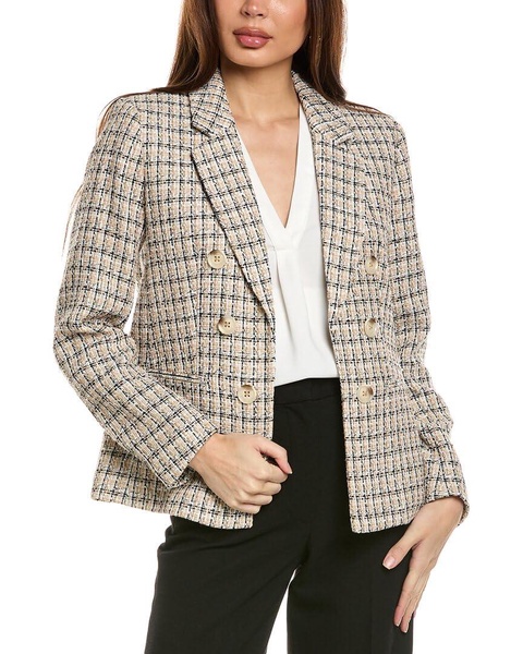Jones New York Women's Plaid Faux Double Breasted Jacket