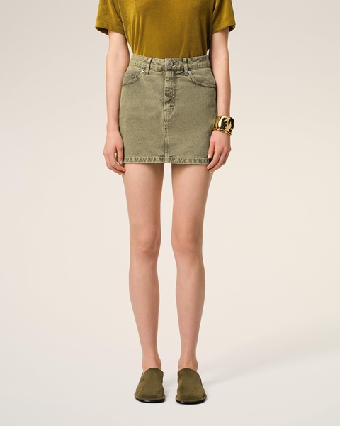 Green Cotton Mini Skirt