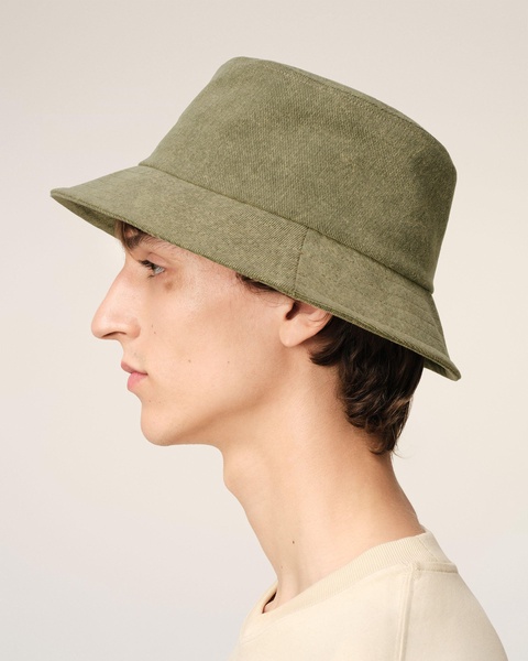 Green Cotton Ami de Coeur Embroidery Bucket Hat