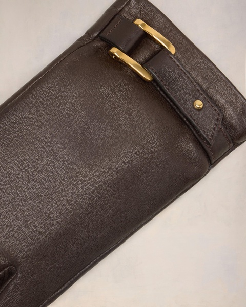 Brown Leather Strap Detail Gloves