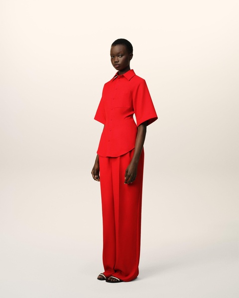 Red Wool Short Sleeves Shirt 