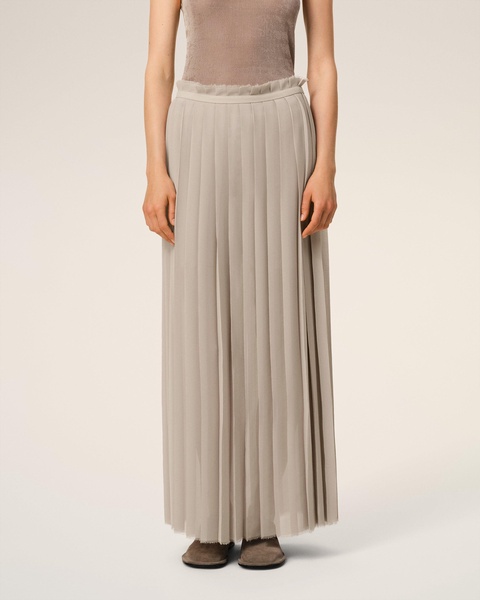 Beige Long Pleated Skirt