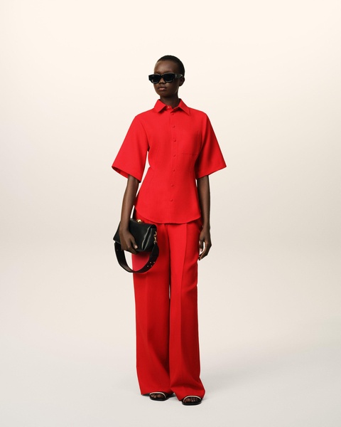 Red Wool Short Sleeves Shirt 