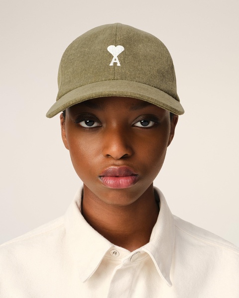 Green Cotton Ami de Coeur Embroidery Cap
