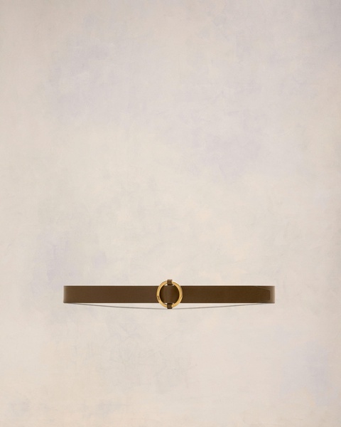 Brown Leather Ami Round Buckle Belt
