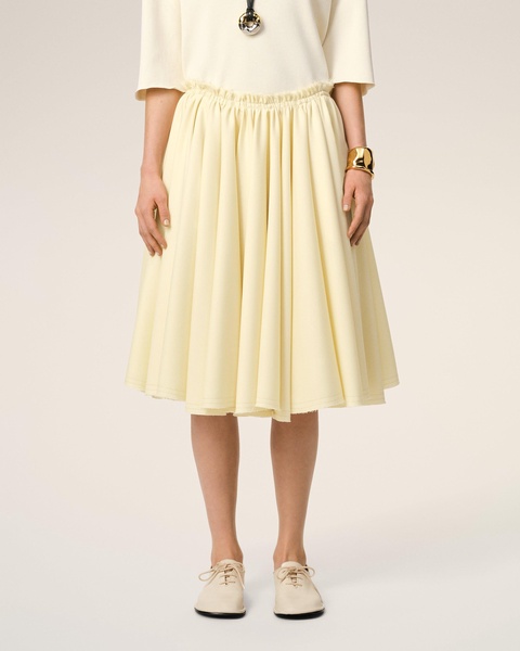 Yellow Wool Skirt With Godets