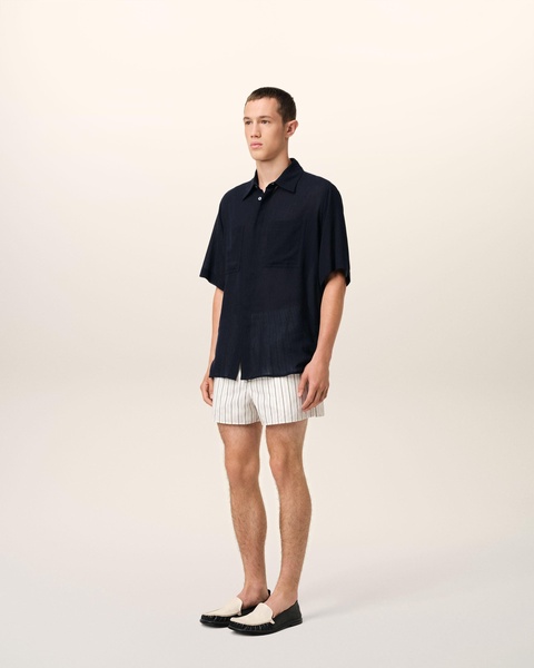 Navy Cotton Short Sleeve Shirt