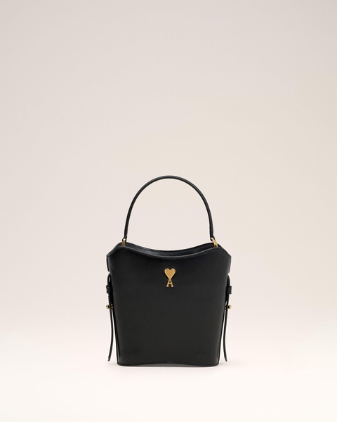 Black Leather Mini Paris Paris Bucket Bag