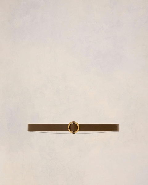 Brown Leather Ami Round Buckle Belt