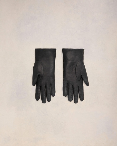 Black Leather Strap Detail Gloves