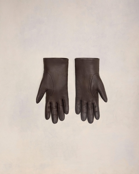 Brown Leather Strap Detail Gloves