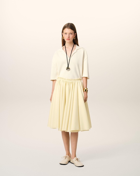Yellow Wool Skirt With Godets