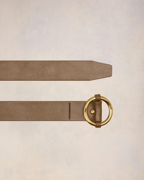 Brown Leather Ami Round Buckle Belt